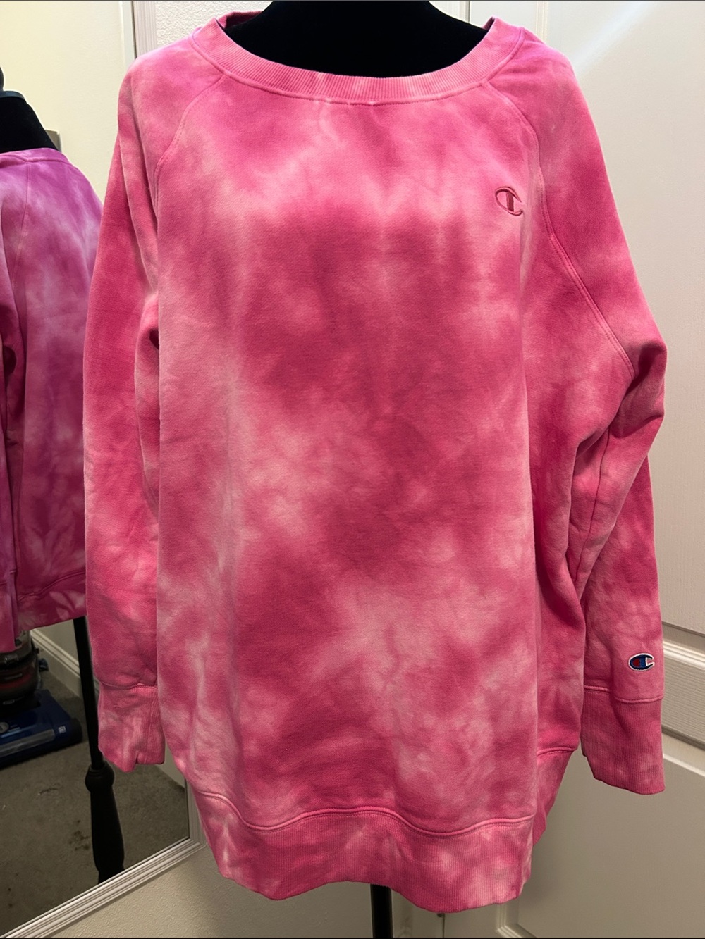 Champion Pink Tie-Dye Scoop Neck Crew
